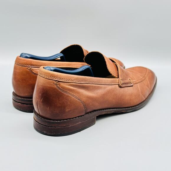 Cole Haan Shoes Men 9 Brown Leather Grand OS Penny Loafers Moc Toe Slip On Dress - Picture 9 of 14
